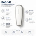 AL BASEET BAS-141 Wired Handheld Barcode Scanner White – 1D & 2D USB Barcode Reader for POS, Retail & Warehouse