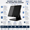 نظام نقاط البيع الكل في واحد AL BASEET BAS-156R1 | معالج Intel Core i5 الجيل الرابع | شاشة تعمل باللمس 15.6 بوصة | 8GB RAM | 128GB SSD | واي فاي، بلوتوث، LAN إيثرنت و5 منافذ USB للتجزئة والمطاعم
