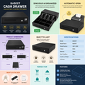 AL BASEET Cash Drawer Register – 4 Bill Compartments, Automatic Open, POS System Compatible BAS-330
