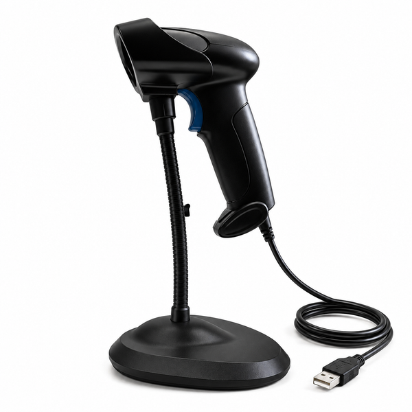 BASEET Wired Handheld Barcode Scanner with Stand, USB 1D/2D QR Code Reader for POS Retail Warehouse BAS-6710