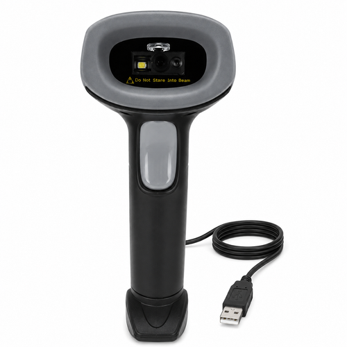 AL BASEET USB Wired Barcode Scanner with Stand – High-Speed 1D Barcode Reader for POS, Retail & Warehouse BAS-5260