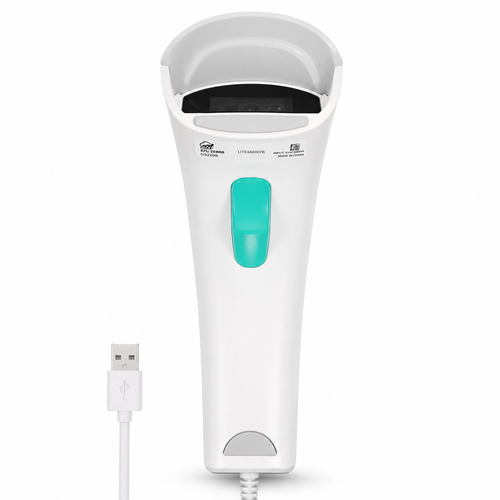 AL BASEET BAS-141 Wired Handheld Barcode Scanner White – 1D & 2D USB Barcode Reader for POS, Retail & Warehouse