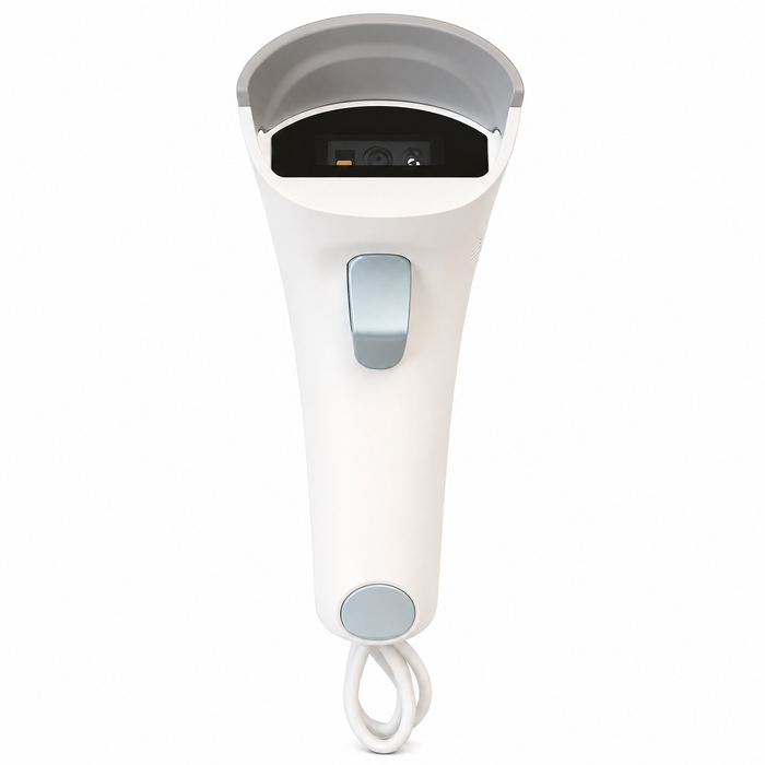 AL BASEET BAS-141 Wired Handheld Barcode Scanner White – 1D & 2D USB Barcode Reader for POS, Retail & Warehouse
