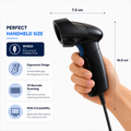 BASEET Wired Handheld Barcode Scanner with Stand, USB 1D/2D QR Code Reader for POS Retail Warehouse BAS-6710