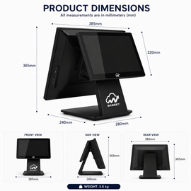 AL BASEET Dual Screen All-in-One POS System | Intel Core i5 4th Gen | 15.6