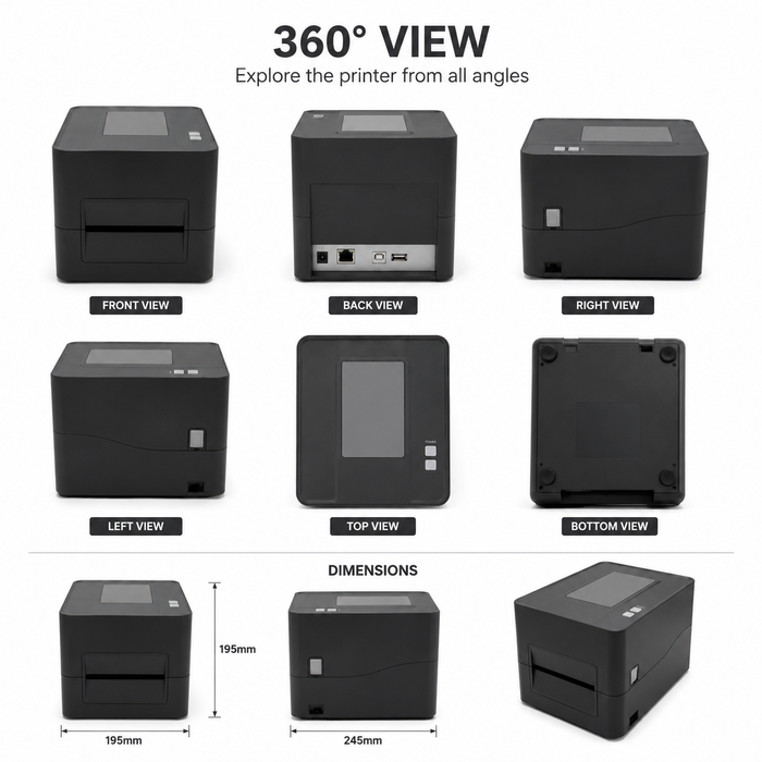HT Industrial Direct Thermal Barcode Printer 300DPI USB WiFi Bluetooth for Courier & Logistics Labels