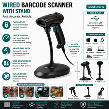Load image into Gallery viewer, BASEET Wired Handheld Barcode Scanner with Stand, USB 1D/2D QR Code Reader for POS Retail Warehouse BAS-6710