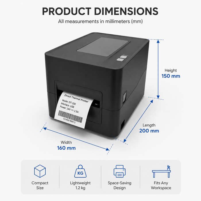 HT Industrial Direct Thermal Barcode Printer 300DPI USB WiFi Bluetooth for Courier & Logistics Labels