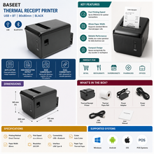 Load image into Gallery viewer, AL BASEET BAS-376 High-Speed 80x80 Thermal Receipt Printer with USB &amp; Bluetooth Connectivity