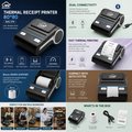 AL BASEET BAS-374 Thermal Receipt Printer 80x80mm High-Speed USB POS Printer for Retail, Restaurants & Supermarkets