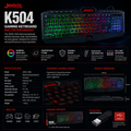 JEDEL K504 Gaming Wired Keyboard RGB LED – 104 Keys Multimedia USB Gaming Keyboard with Anti-Ghosting for PC & Laptop