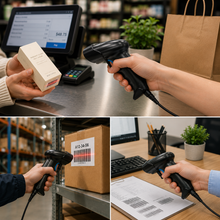 Load image into Gallery viewer, BASEET Wired Handheld Barcode Scanner with Stand, USB 1D/2D QR Code Reader for POS Retail Warehouse BAS-6710