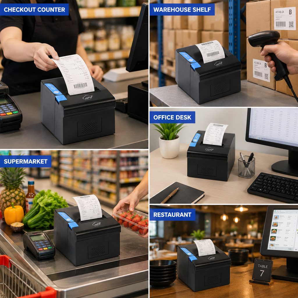 BASEET BAS-164 Thermal Receipt Printer 80×80 – High-Speed POS System Printer for Retail, Restaurant & Billing Counters