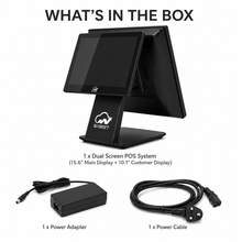 Load image into Gallery viewer, AL BASEET Dual Screen All-in-One POS System | Intel Core i5 4th Gen | 15.6" Main Display + 10.1" Customer Display | 8GB RAM | 128GB SSD | WiFi, Bluetooth, LAN Ethernet &amp; 5 USB Ports for Retail, Restaurant &amp; Supermarket