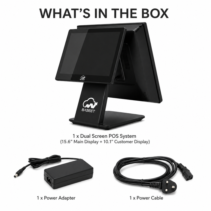 Al BASEET Dual Screen All-in-One POS System Core i5 6th Gen Baseet 15.6 Inch + 10.1 Inch | 8GB RAM | 128GB SSD | WiFi Bluetooth | LAN Ethernet | 5 USB Ports