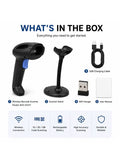 AL BASEET Wireless Barcode Scanner S012Y with WiFi Dongle, Auto Scan Stand & USB Cable – 1D/2D QR Code Reader for POS Retail Warehouse